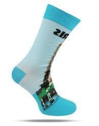 Skarpetki Bawełniane - Tematyczne - Paryż, Wieża Eiffla. Niebieskie skarpety męskie His Story, bez wzorów, z bawełny. Za 29.99 zł.