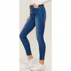 Jeansy high waist skinny - Niebieski. Niebieskie jeansy damskie House. Za 89.99 zł.