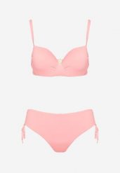 Różowe Bikini Biustonosz z Usztywnianymi Miseczkami Majtki Figi Ozdobione Troczkami Tamarie. Czerwone bikini damskie Renee, na lato, bez wzorów. Za 49.99 zł.