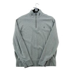 Second life - Bluza męska Polo Pony Quarter-Zip szara - Jak nowy. Szare bluzy męskie Ralph Lauren, m, bez wzorów, z materiału, bez kaptura. Za 249.96 zł.