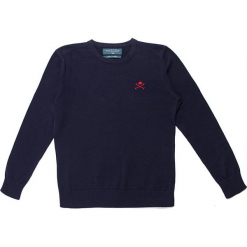 Sweter w kolorze granatowym. Niebieskie swetry dla chłopców Polo Club Women & Kids, z haftami, z okrągłym kołnierzem. W wyprzedaży za 108.95 zł.