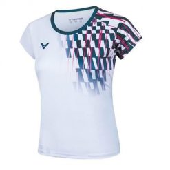 Koszulka treningowa damska Victor T-51001td A. Białe koszulki sportowe damskie Victor, l, bez wzorów, z materiału, bez kołnierzyka, bez ramiączek, na fitness i siłownię. Za 177.00 zł.