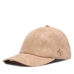 Czapka z daszkiem Guess. Brązowe czapki i kapelusze damskie Guess, z aplikacjami. Za 194.99 zł.