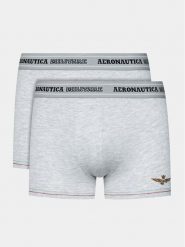 Aeronautica Militare Komplet 2 par bokserek AM1UBX004 Szary. Szare bokserki męskie Aeronautica Militare, m, bez wzorów, z bawełny. Za 89.99 zł.