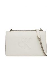 Calvin Klein Jeans Torebka Sculpted Ew Flap Conv Chain LV04K3035G Biały. Białe torebki do ręki damskie Calvin Klein Jeans, bez wzorów, z jeansu, wizytowe, bez dodatków. Za 519.99 zł.