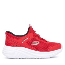 Sneakersy Skechers. Czerwone trampki i tenisówki chłopięce Skechers, bez wzorów, bez zapięcia. Za 159.99 zł.