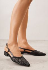Czarne Sandały z Plecioną Cholewką Triscan. Czarne sandały damskie Renee, bez wzorów, bez obcasa, na płaskiej podeszwie, bez zapięcia. Za 129.99 zł.