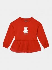 Guess Bluzka K3BQ04 KAV34 Czerwony Regular Fit. Czerwone bluzki dla dziewczynek Guess, z aplikacjami, z bawełny, bez ramiączek. Za 119.99 zł.