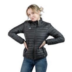 Damska kurtka puchowa Izas Nasser. Czarne kurtki damskie IZAS, m, bez wzorów, z nylonu, bez kaptura. Za 326.04 zł.