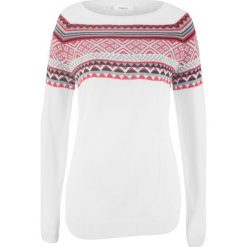 Sweter wzorzysty bonprix biały wzorzysty. Swetry damskie marki bonprix. Za 74.99 zł.