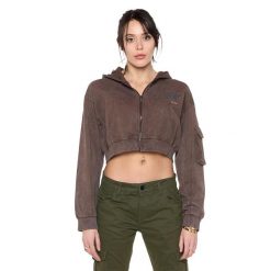 Bluza z bawełna z kaptur na co dzień na siłownię. Czarne bluzy damskie LEONE 1947 APPAREL, bez wzorów, z bawełny, bez kaptura. W wyprzedaży za 191.56 zł.