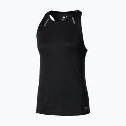 Koszulka do biegania damska Mizuno Active DryAeroFlow Tank Top. Czarne koszulki sportowe damskie Mizuno, s, bez wzorów, z materiału, bez kołnierzyka. Za 209.99 zł.