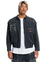 Kurtka wiatrówka męska Quiksilver x Stranger Things Mens Upside Down. Szare kurtki męskie Quiksilver, l, bez wzorów, z bawełny, retro, bez kaptura. Za 258.49 zł.