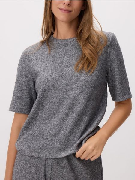 Dzianinowa bluzka - jasnoszary. Szare bluzki damskie Reserved, l, bez wzorów, z dzianiny, bez kołnierzyka, bez ramiączek. Za 69.99 zł.