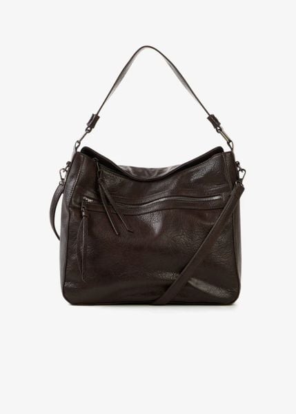 Torba shopperka z kieszonką zewnętrznąc. Brązowe torebki shopper damskie bonprix, bez wzorów, duże, bez dodatków. Za 169.99 zł.