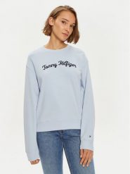 Tommy Hilfiger Bluza Modern Script WW0WW42615 Błękitny Regular Fit. Niebieskie bluzy damskie Tommy Hilfiger, xl, bez wzorów, z bawełny, bez kaptura. Za 419.99 zł.