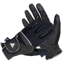 Rękawiczki jeździeckie damskie EQ.QUEEN Alor. Czarne rękawiczki damskie EQUESTRIAN QUEEN, z aplikacjami, z lycry, eleganckie. Za 114.99 zł.