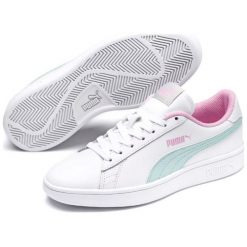 Puma Smash v2 Jr White-Fair Aqua-Pale Pink 36. Buty sportowe dziewczęce Puma. Za 201.00 zł.