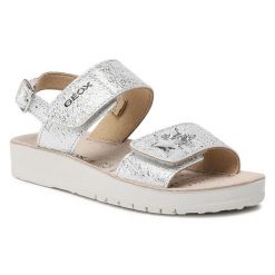 Sandały Geox. Szare sandały dziewczęce Geox, bez zapięcia. Za 128.99 zł.