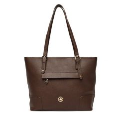 Torebka Beverly Hills Polo Club. Brązowe torebki do ręki damskie Beverly Hills Polo Club, bez wzorów, bez dodatków. Za 249.99 zł.
