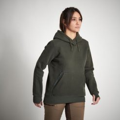 Bluza damska z kapturem. Zielone bluzy damskie SOLOGNAC, m, bez wzorów, z materiału, z kapturem. Za 169.99 zł.