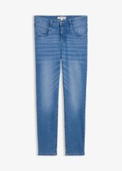 Jeansy skinny, high waist, cropped. Niebieskie jeansy damskie bonprix, z podwyższonym stanem. Za 112.99 zł.