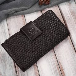 Duży portfel damski ciemnobrązowy handmade z ochroną RFID Paolo Peruzzi AY-08-BR. Brązowe portfele damskie bez wzorów, ze skóry. Za 89.00 zł.