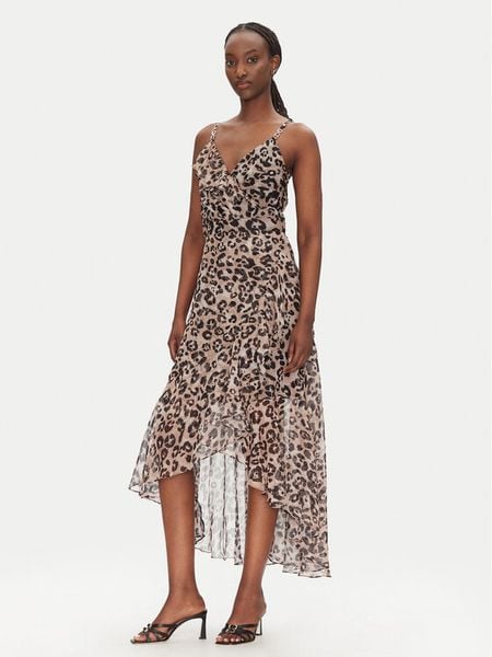 Morgan Sukienka letnia 251-RDOLS Beżowy Regular Fit. Brązowe sukienki damskie Morgan, na lato, bez wzorów, z syntetyku, bez kołnierzyka, bez ramiączek. Za 249.99 zł.