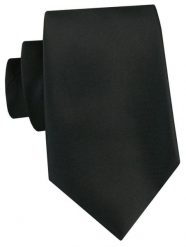 Krawat Męski -Angelo di Monti- 7 cm, Jednokolorowy, Satynowy - Czarny. Czarne krawaty i muchy Angelo di Monti, bez wzorów, z satyny, eleganckie. Za 49.99 zł.