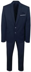 Męski, Taliowany Garnitur (Wesele, Studniówka) - Casino - Granat. Garnitury męskie Casino, bez wzorów, z poliesteru, biznesowe. Za 385.00 zł.