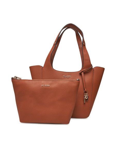 Guess Torebka Calista HWBG73 34220 Brązowy. Brązowe torebki do ręki damskie Guess, z aplikacjami, ze skóry, bez dodatków. Za 379.99 zł.