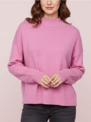 Sweter z półgolfem i długim rękawem z domieszką wełny - różowy. Czerwone swetry damskie Sinsay, l, bez wzorów, z wełny, bez kołnierzyka, bez ramiączek, długie, bez kaptura. Za 49.99 zł.