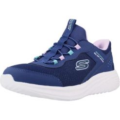 Buty SKECHERS BOUNDER PRO - STEP ONE Niebieski. Niebieskie obuwie sportowe damskie Skechers, bez wzorów, z syntetyku, na fitness i siłownię. Za 192.99 zł.