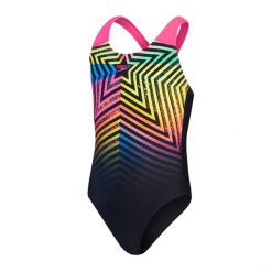 Dziewczęcy jednoczęściowy kostium kąpielowy Speedo Digital Placement Splashback. Żółte stroje kąpielowe dla dziewczynek Speedo, bez wzorów, z materiału. Za 183.50 zł.
