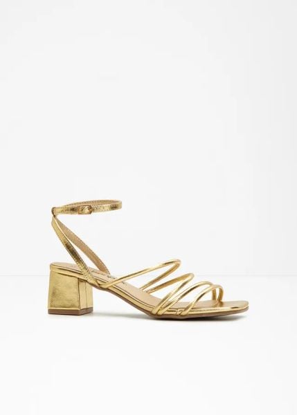 Sandały. Żółte sandały damskie bonprix, bez wzorów, bez obcasa, bez zapięcia. Za 129.99 zł.