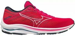 Buty do biegania damskie Mizuno Wave Rider 25. Czerwone obuwie sportowe damskie Mizuno, bez wzorów, z gumy, do biegania, mizuno wave. Za 399.99 zł.