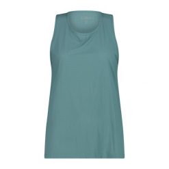 Damski tank top techniczny CMP. Zielone koszulki sportowe damskie CMP, bez wzorów, bez kołnierzyka, bez ramiączek, trekkingowe. Za 196.00 zł.