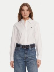 Tommy Hilfiger Koszula WW0WW46111 Biały Relaxed Fit. Białe bluzki damskie Tommy Hilfiger, bez wzorów, z bawełny, biznesowe, bez kołnierzyka, bez ramiączek. Za 429.99 zł.