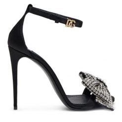 Sandały Dolce&Gabbana. Czarne sandały damskie Dolce&Gabbana, bez wzorów, bez obcasa, na szpilce, bez zapięcia. Za 5,399.00 zł.