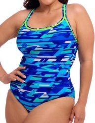 Strój do pływania FUNKITA Pace Racer - Locked In Lucy. Niebieskie kostiumy jednoczęściowe damskie FUNKITA, s, bez wzorów, z elastanu, wakacyjne, na fitness i siłownię. Za 229.00 zł.