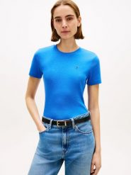 Tommy Hilfiger Koszulka Kobiety Bawełna niebieski, M. Niebieskie t-shirty damskie Tommy Hilfiger, m, bez wzorów, z bawełny, eleganckie, bez kołnierzyka. Za 169.95 zł.