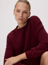 Bluza z modalem - bordowy. Czerwone bluzy damskie Reserved, l, bez wzorów, z dzianiny, bez kaptura. Za 109.99 zł.