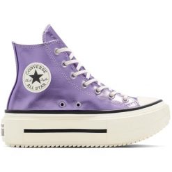 Buty sportowe Converse Chuck Taylor All Star Lift Double Stack Platform Metallic. Fioletowe obuwie sportowe damskie Converse, bez wzorów, z syntetyku, retro, bez zapięcia. Za 421.60 zł.
