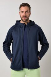 Męska Bluza dresowa FLEXNAMIC® fitness softshell kaptur bis do rozm. 7 XL. Niebieskie bluzy męskie JAY-PI, m, bez wzorów, z dresówki, z kapturem. Za 349.99 zł.