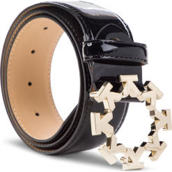 Pasek Damski KAZAR - 34380-L0-00 Black. Czarne paski damskie Kazar, w paski, z lakierowanej skóry. Za 199.00 zł.