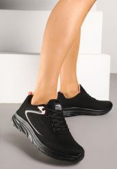 Czarno-Różowe Buty Sportowe Sneakersy z Siateczki Uloniria. Czarne obuwie sportowe damskie Born2be, z aplikacjami, z jeansu. Za 89.99 zł.