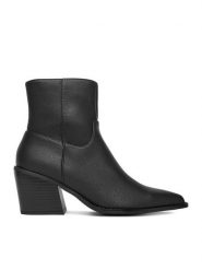 DeeZee Botki W4LH150607 Czarny. Czarne botki damskie DeeZee, z materiału, bez obcasa, na słupku, bez zapięcia. Za 199.99 zł.