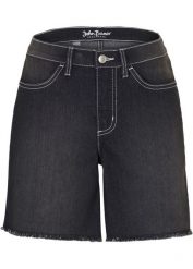 Szorty dżinsowe ze stretchem, mid waist. Niebieskie szorty damskie bonprix, bez wzorów, z jeansu. Za 72.99 zł.