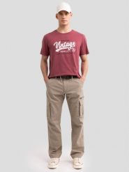 Koszulka męska z nadrukiem na piersi ciemnoróżowa Gralis 602. Czerwone t-shirty męskie Big Star, l, bez wzorów, z bawełny, retro, bez kołnierzyka. W wyprzedaży za 59.99 zł.