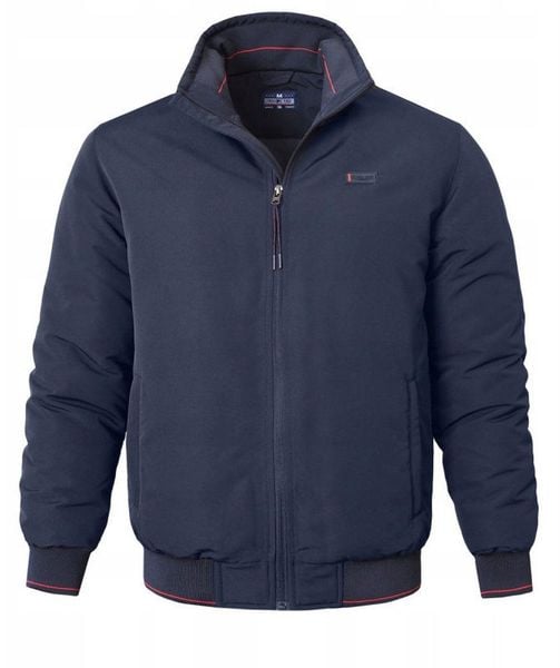 Ocieplona Zimowa Kurtka z Wysokim Kołnierzem - Pako Jeans - Granatowa. Niebieskie kurtki męskie Pako Jeans, na zimę, l, bez wzorów, z jeansu, bez kaptura. Za 399.00 zł.